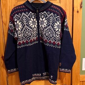 Dale of Norway Navy and White Zip-Up Sweater, Size XS